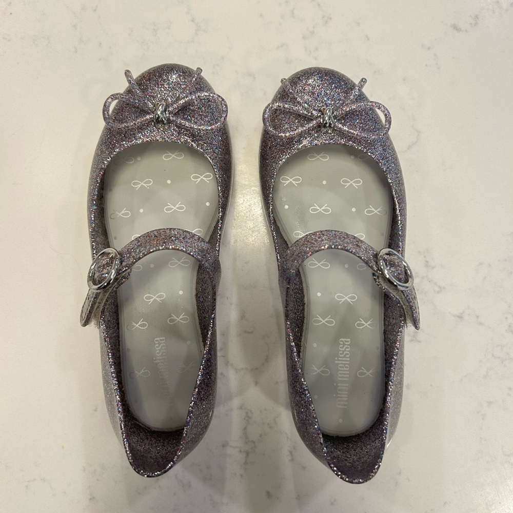 Mini Melissa Glittery Kids Shoes with Bow